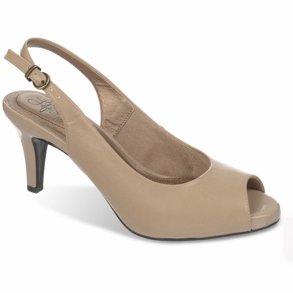 taupe slingback heels